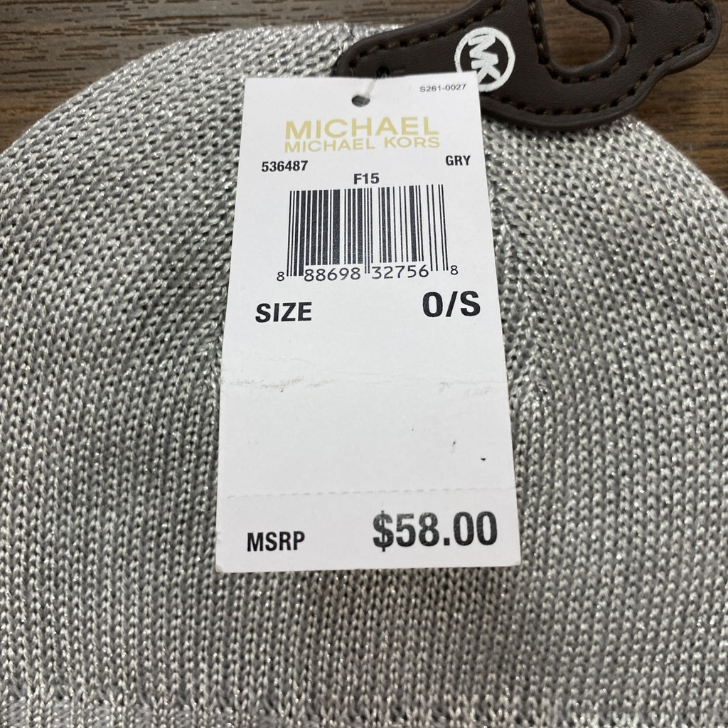 MICHAEL KORS　マイケルコース　ビーニー　ニットキャップ　シルバー　O/Sサイズ　古着