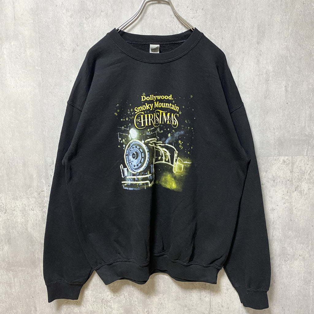 GILDAN　Dollywood Smoky Mountain　長袖プリントスウェット　トレーナー　黒　ブラック　Lサイズ　古着