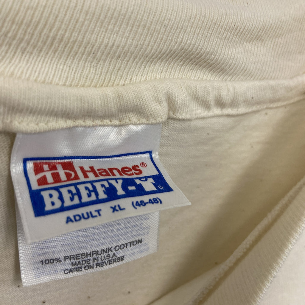Hanes　ヘインズ　半袖プリントTシャツ　シングルステッチ　ヴィンテージ　ベージュ　XLサイズ　古着