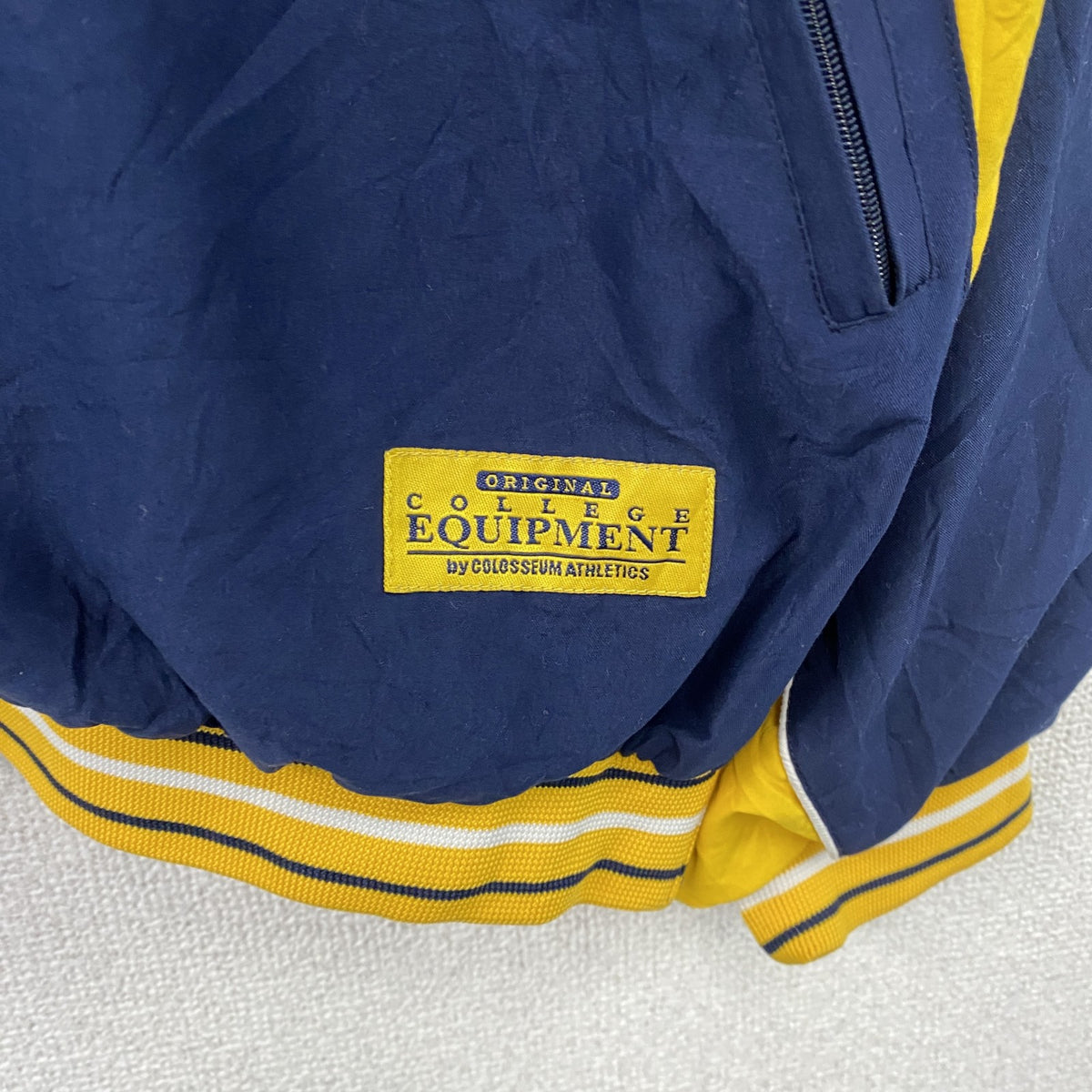 80s～　EQUIPMENT　プルオーバージャケット　カレッジロゴ　ヴィンテージ　紺　ネイビー　Lサイズ　古着