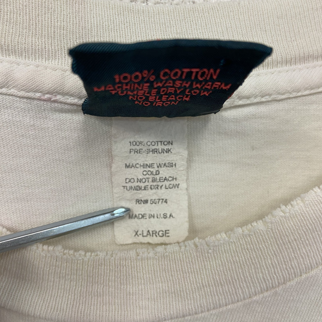 Hanes　ヘインズ　半袖プリントTシャツ　シングルステッチ　ヴィンテージ　ベージュ　XLサイズ カットソー メンズ コットン 古着
