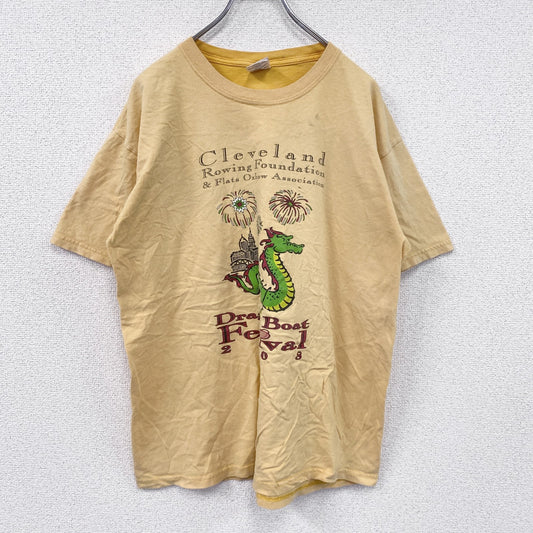 00s　GILDAN　ギルダン　半袖プリントTシャツ　ヴィンテージ　黄色　イエロー　Lサイズ