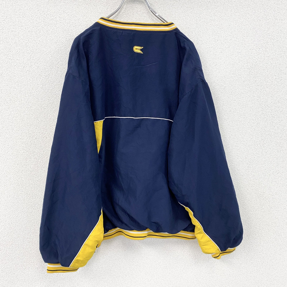 80s～　EQUIPMENT　プルオーバージャケット　カレッジロゴ　ヴィンテージ　紺　ネイビー　Lサイズ　古着