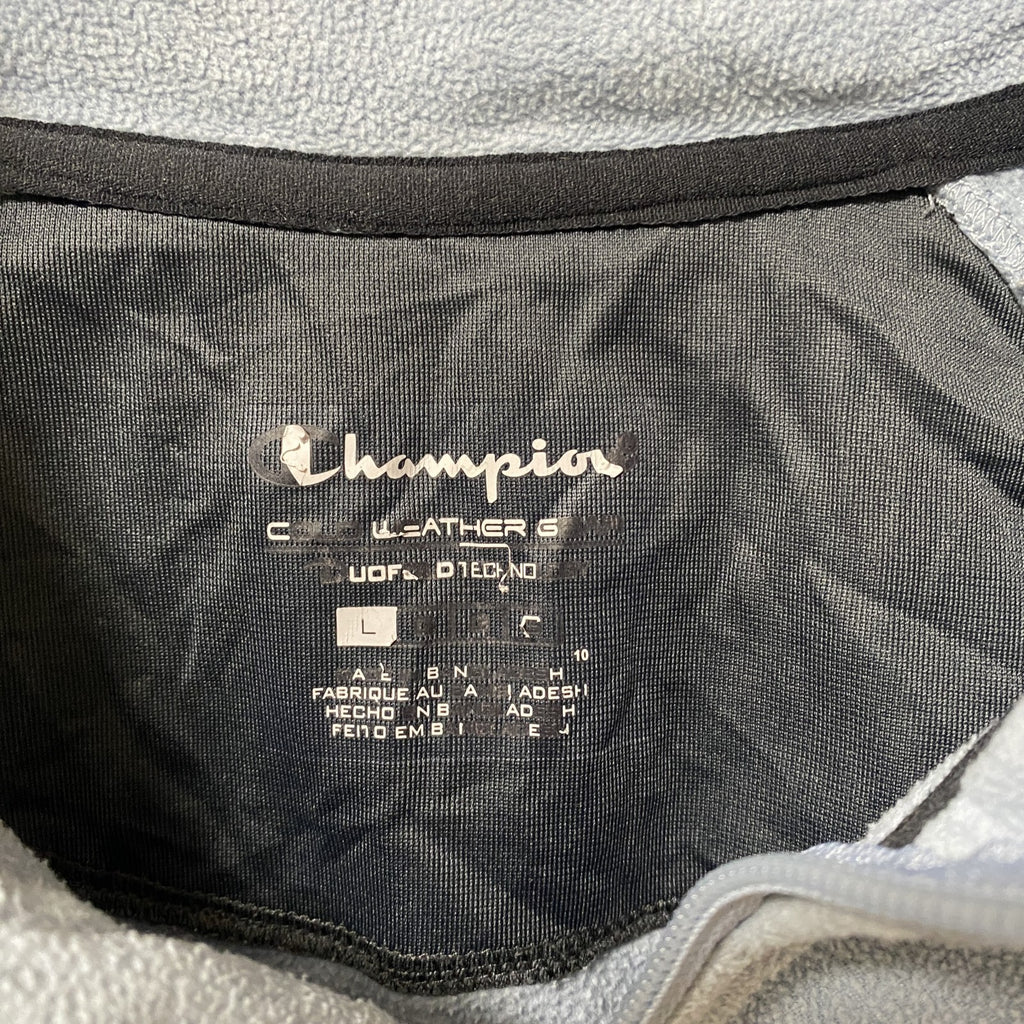 Champion　チャンピオン　ハーフジップフリースジャケット/ボアジャケット　ラグランスリーブ　刺繍ロゴ　水色　ブルー　Lサイズ　古着