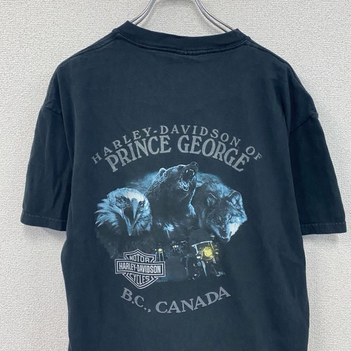 HARLEY DAVIDSON　ハーレーダビッドソン　半袖プリントTシャツ　黒　ブラック　Lサイズ