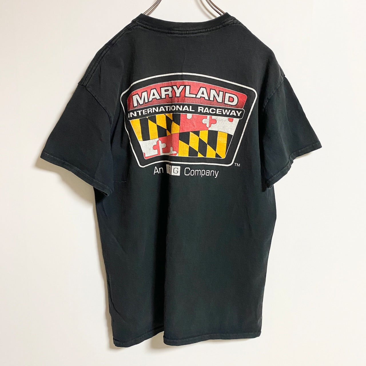 古着 used　半袖ワンポイントTシャツ　バックプリント　クルーネック　MARYLAND　メリーランド州　黒　ブラック　春夏服