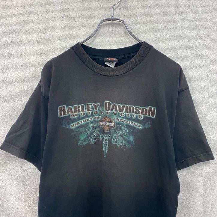 HARLEY DAVIDSON　ハーレーダビッドソン　半袖プリントTシャツ　黒　ブラック　XLサイズ