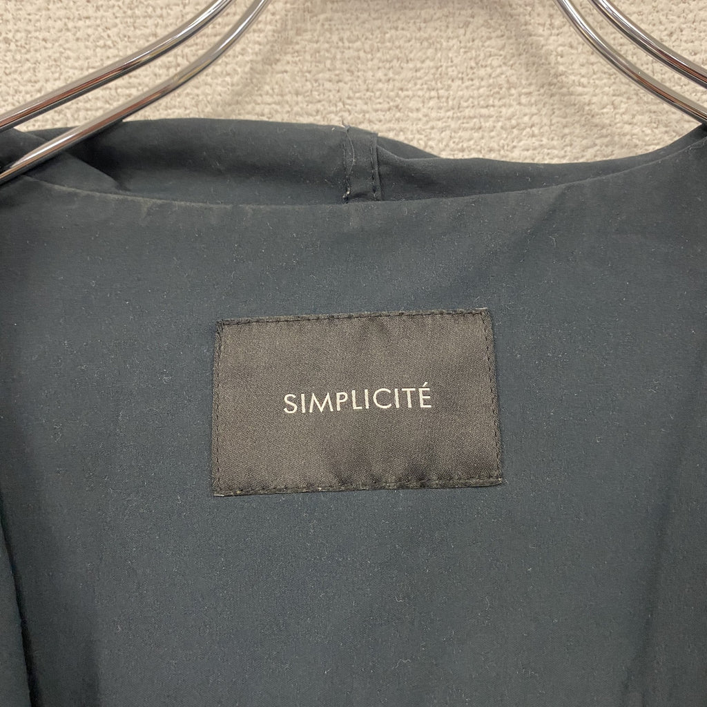 SIMPLICITE　シンプリシテェ　フード付きロングコート　黒　ブラック　フリーサイズ　古着