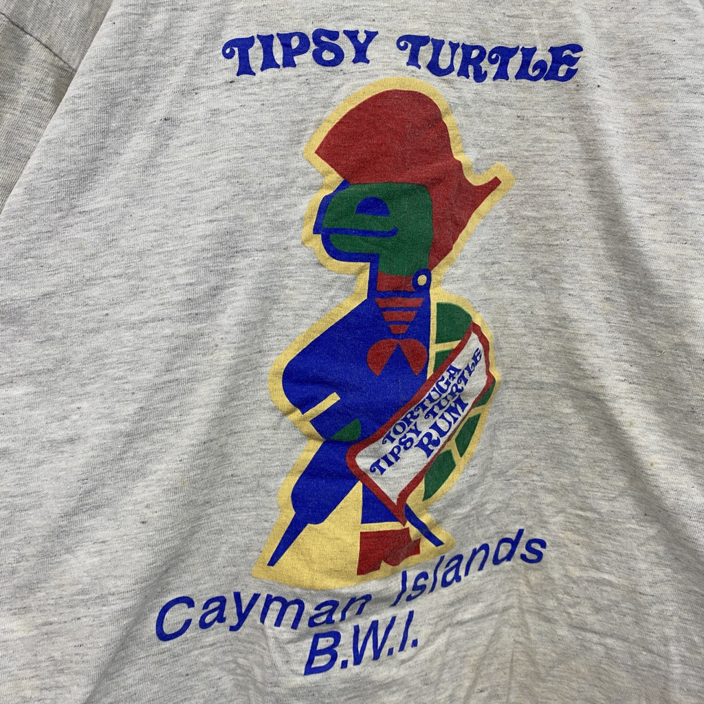 ～90s　GRANDBAY　半袖プリントTシャツ　シングルステッチ　Cayman Islands　ヴィンテージ　霜降りグレー　Mサイズ　古着