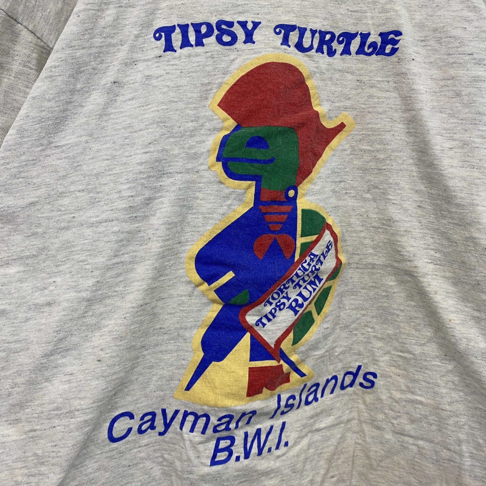 ～90s　GRANDBAY　半袖プリントTシャツ　シングルステッチ　Cayman Islands　ヴィンテージ　霜降りグレー　Mサイズ　古着