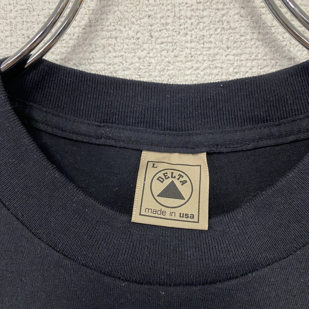 DELTA　デルタ　半袖Tシャツ　シングルステッチ　ヴィンテージ　黒　ブラック　Lサイズ カットソー メンズ コットン 古着
