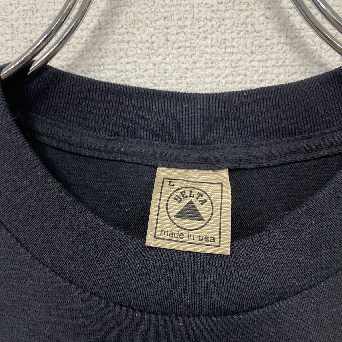 DELTA　デルタ　半袖Tシャツ　シングルステッチ　ヴィンテージ　黒　ブラック　Lサイズ カットソー メンズ コットン 古着