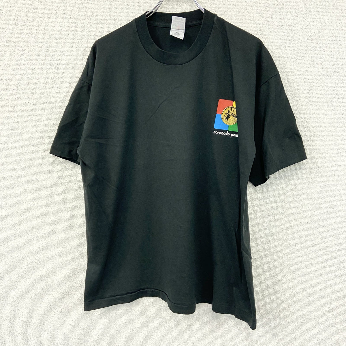 FRUIT OF THE LOOM　フルーツオブザルーム　半袖プリントTシャツ　シングルステッチ　ヴィンテージ　黒　ブラック　XLサイズ カットソー メンズ コットン 古着