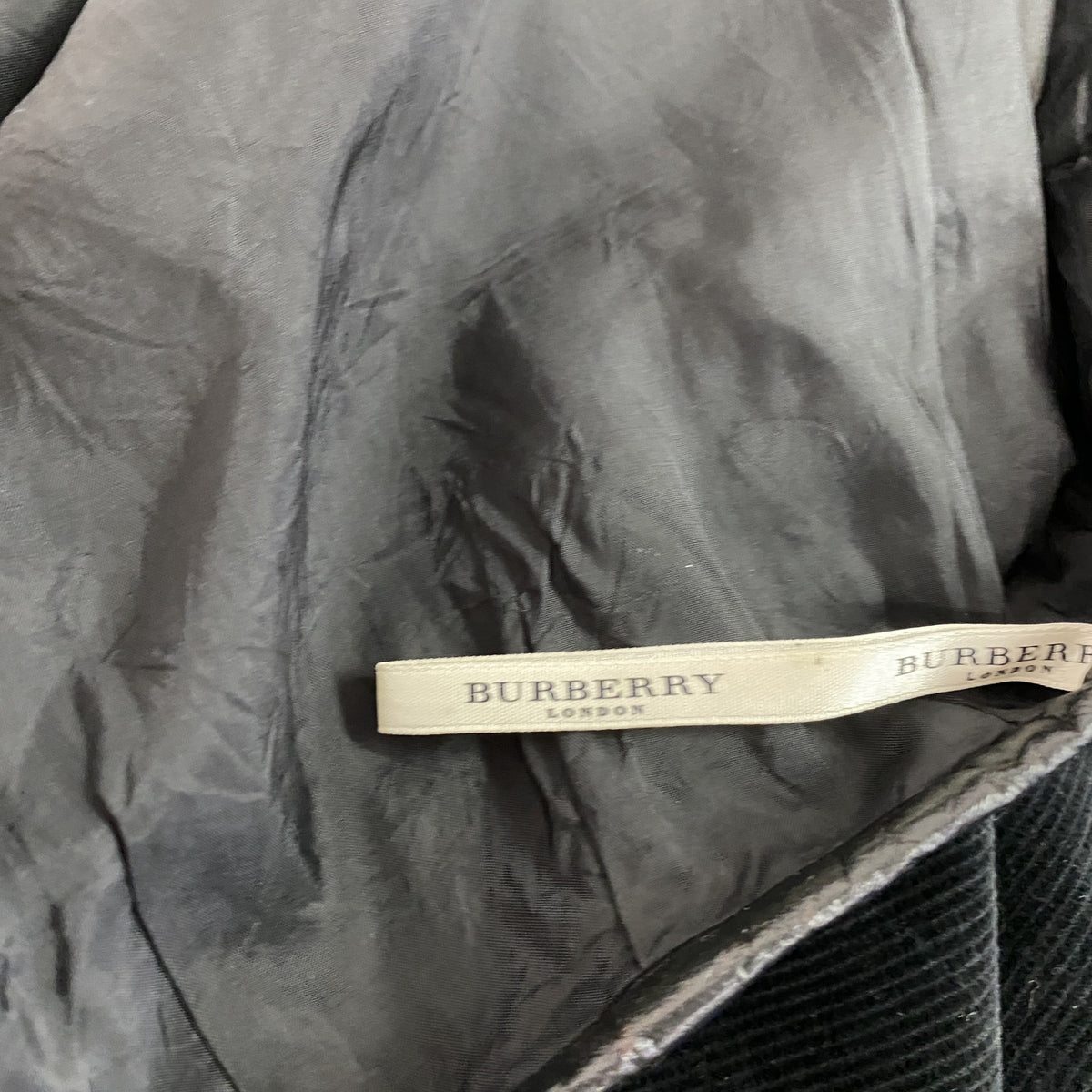 BURBERRY　バーバリー　コーデュロイロングスカート　黒　ブラック　13サイズ レディース コットン レーヨン 古着