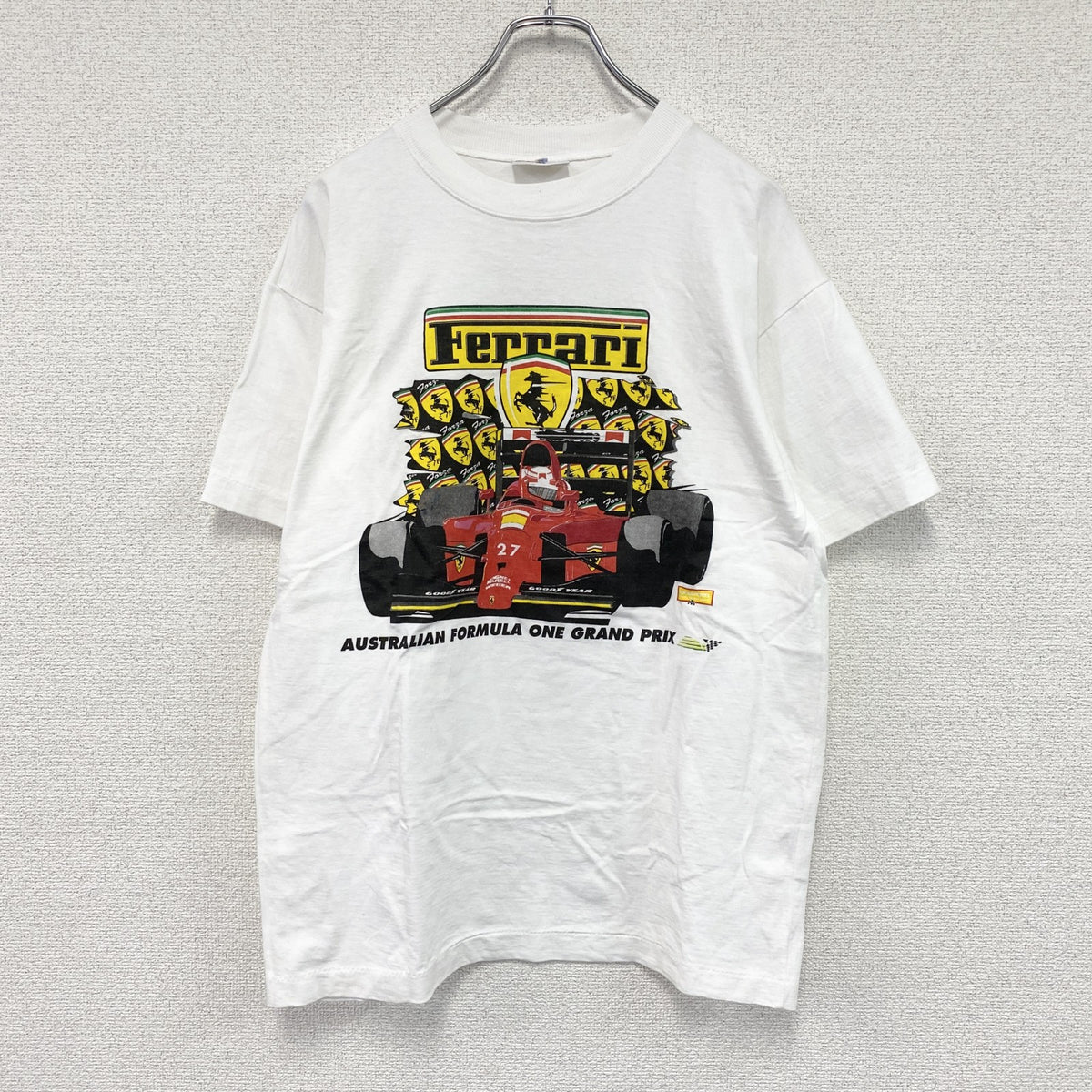 GOODSPORTS　Ferrari　フェラーリ　半袖プリントTシャツ　シングルステッチ　ヴィンテージ　白　ホワイト　Mサイズ　古着