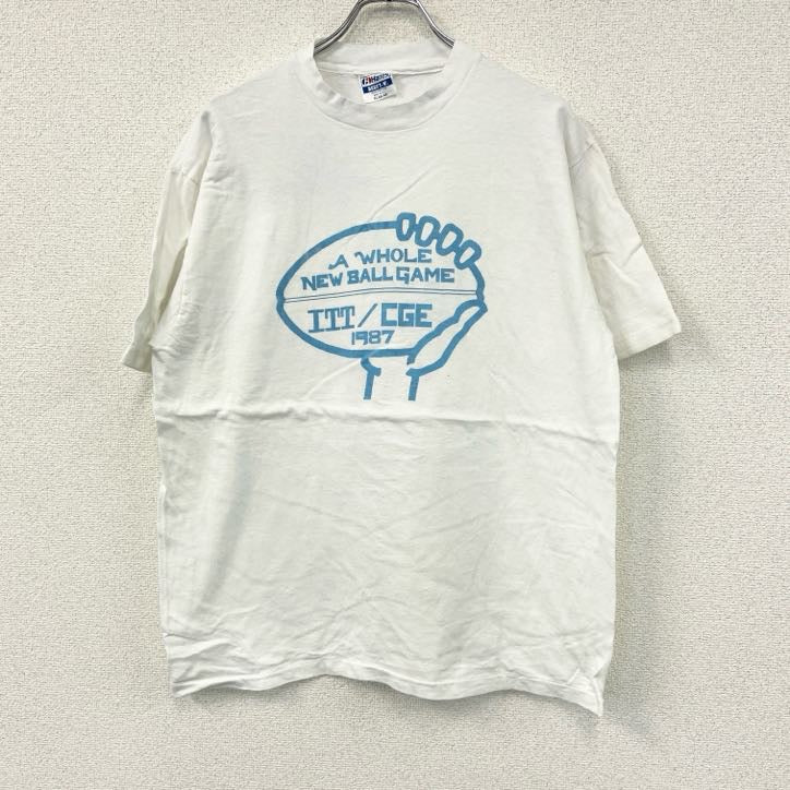 Hanes　ヘインズ　半袖プリントTシャツ　シングルステッチ　ヴィンテージ　白　ホワイト　XLサイズ　古着