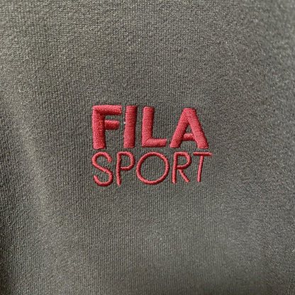 古着 used　FILA フィラ　長袖ハーフジップスウェット　トレーナー　ワンポイントロゴ刺繍　コットン　ハイネック　Lサイズ