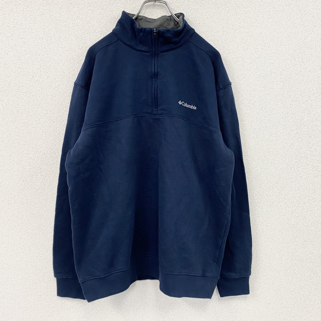 Columbia　コロンビア　ハーフジップスウェット/トレーナー　刺繍ロゴ　紺　ネイビー　Lサイズ　古着