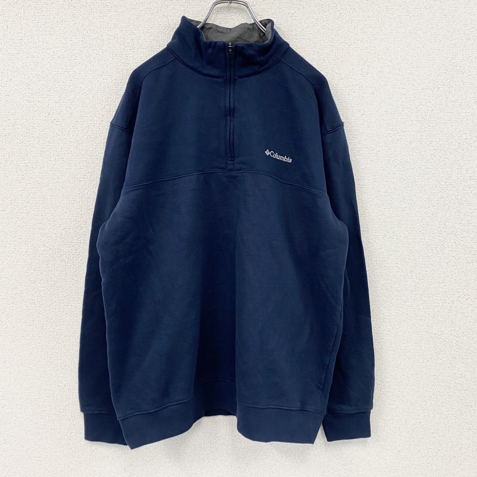 Columbia　コロンビア　ハーフジップスウェット/トレーナー　刺繍ロゴ　紺　ネイビー　Lサイズ　古着
