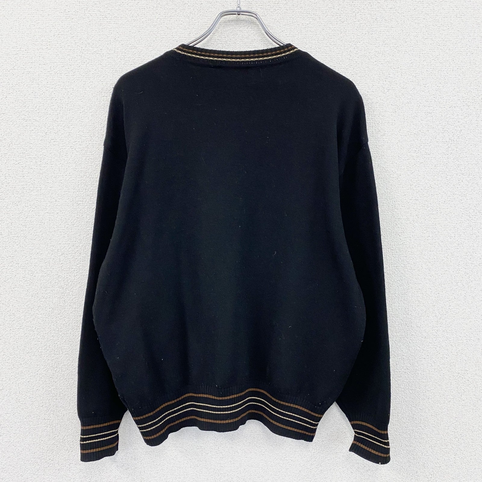 DAKS　ダックス　ウールニットセーター　マルチカラー　黒　ブラック　Lサイズ　古着