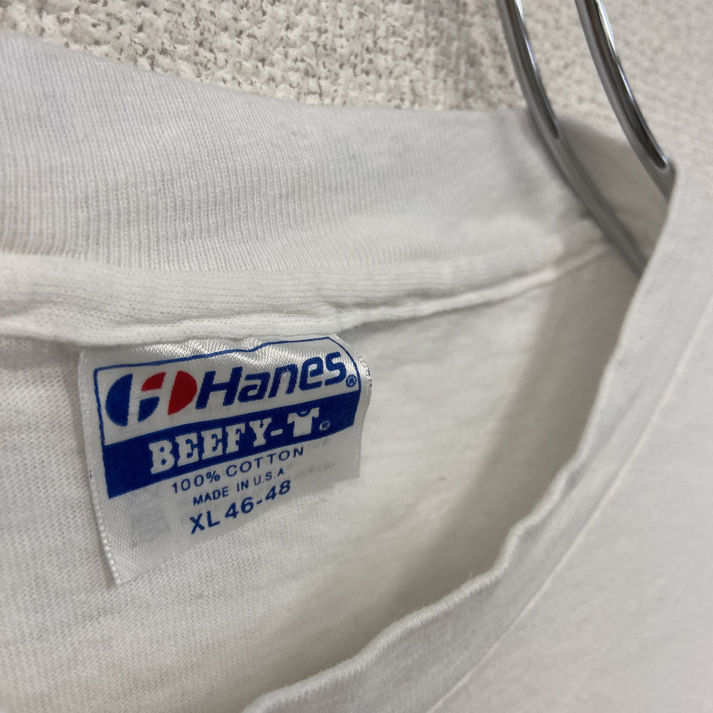 Hanes　ヘインズ　半袖プリントTシャツ　シングルステッチ　ヴィンテージ　白　ホワイト　XLサイズ　古着