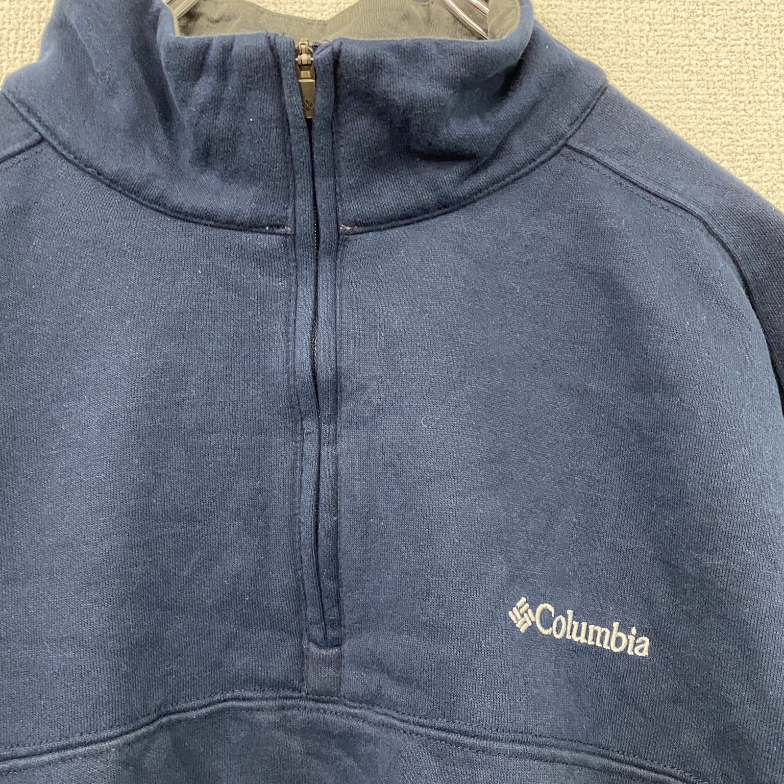Columbia　コロンビア　ハーフジップスウェット/トレーナー　刺繍ロゴ　紺　ネイビー　Lサイズ　古着