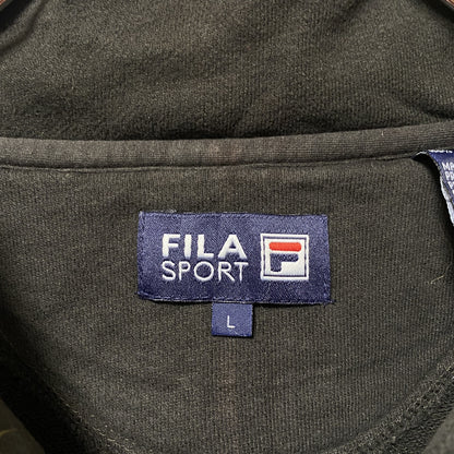 古着 used　FILA フィラ　長袖ハーフジップスウェット　トレーナー　ワンポイントロゴ刺繍　コットン　ハイネック　Lサイズ