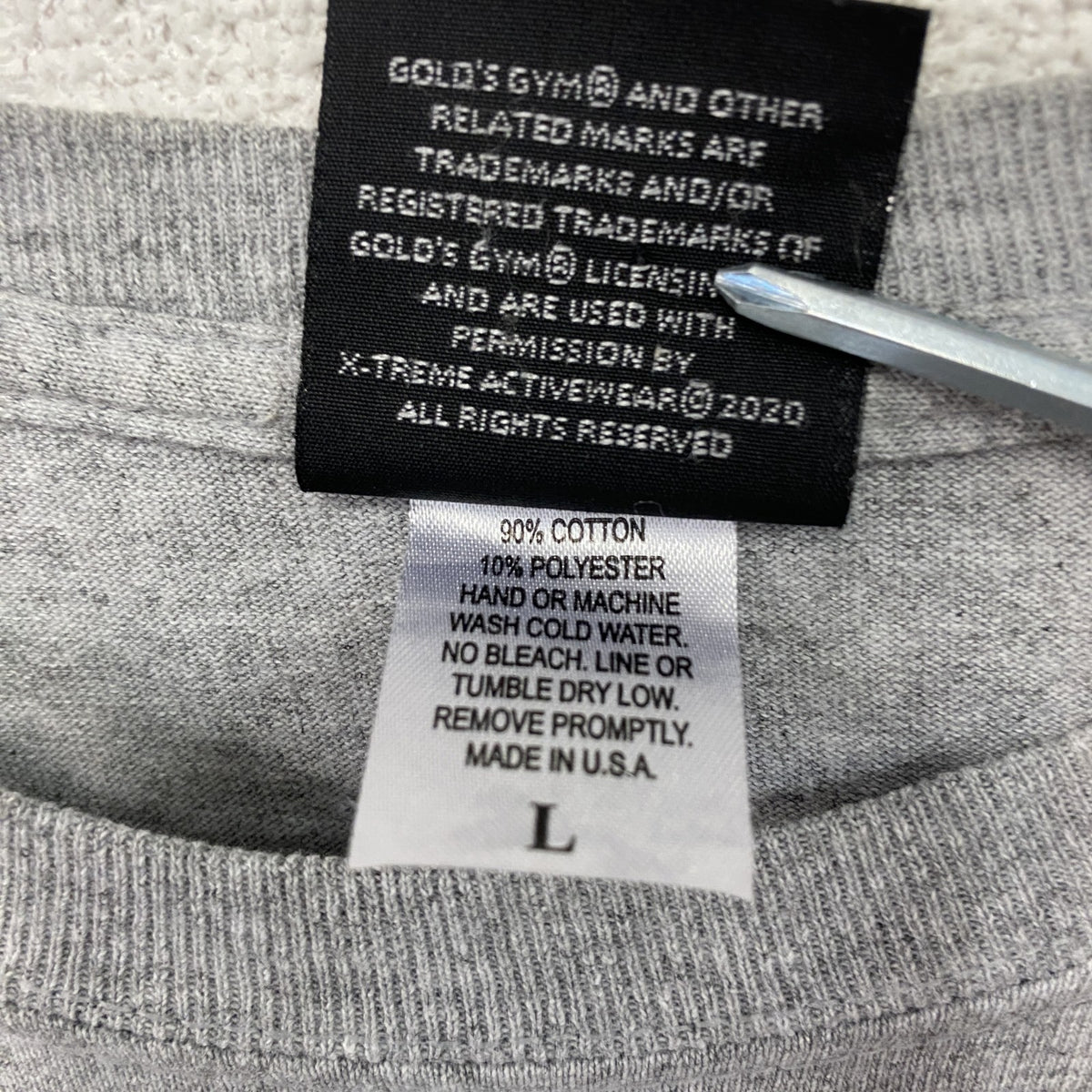 GOLD'S GYM　ゴールドジム　半袖プリントTシャツ　グレー　Lサイズ　古着