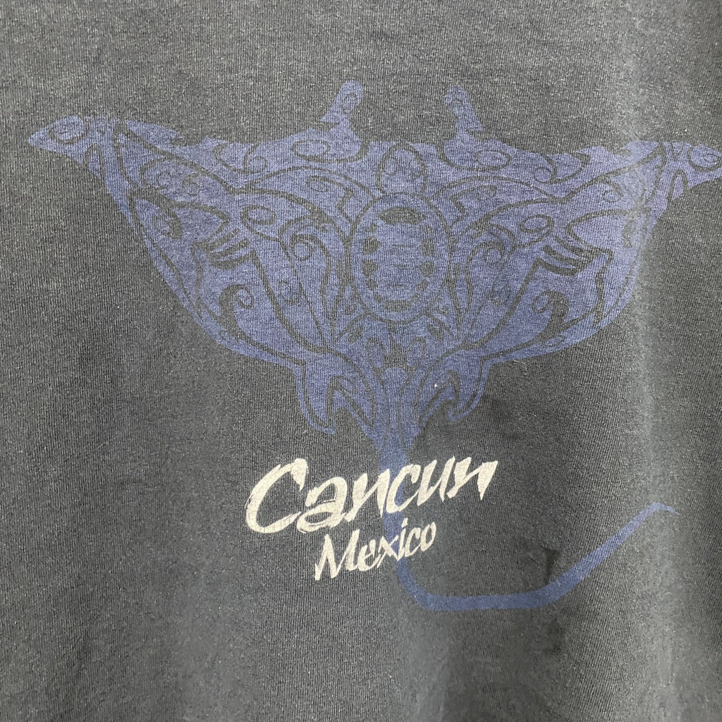 TAN TAN　カンクン　半袖スーベニアプリントTシャツ　紺　ネイビー　Lサイズ　古着