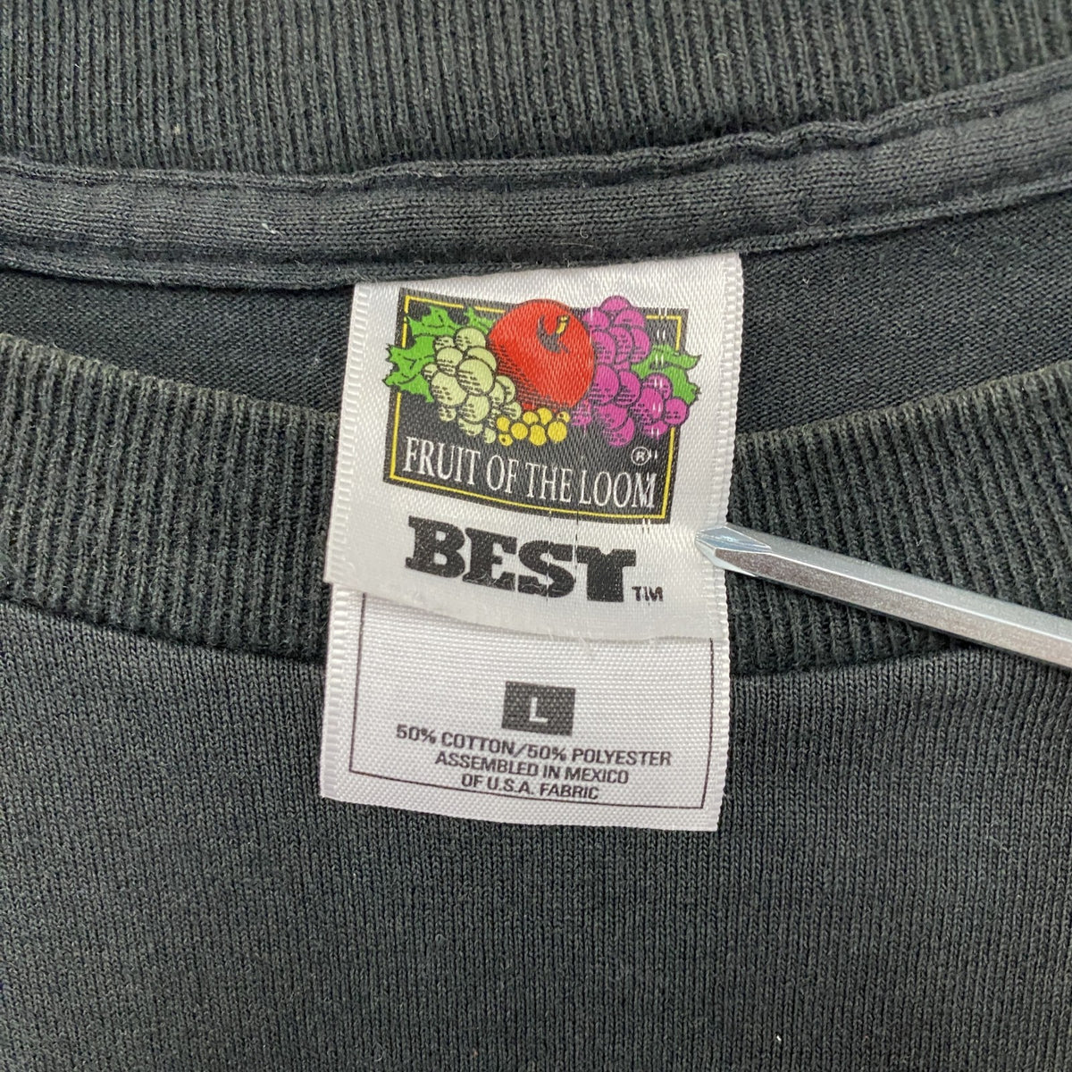 FRUIT OF THE LOOM　フルーツオブザルーム　半袖プリントTシャツ　黒　ブラック　Lサイズ　古着