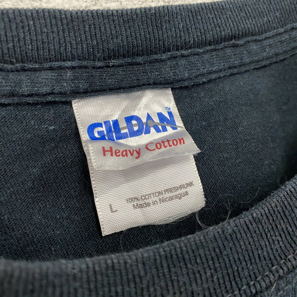 GILDAN　ギルダン　YMCMB　半袖プリントTシャツ　紺　ネイビー　Lサイズ　古着