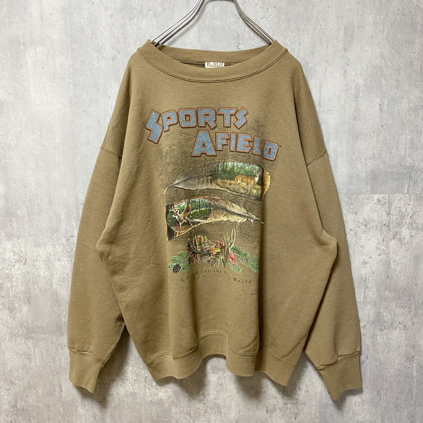 古着 used　SPORTS AFIELD 　長袖スウェット　トレーナー　アニマルプリント　鹿　オーバーサイズ　XXLサイズ