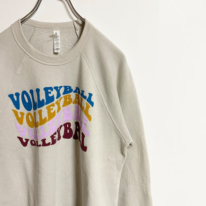 古着 used　BELLA CANVAS　長袖プリントスウェット　トレーナー　volleyball　白　ホワイト　秋冬服　Mサイズ