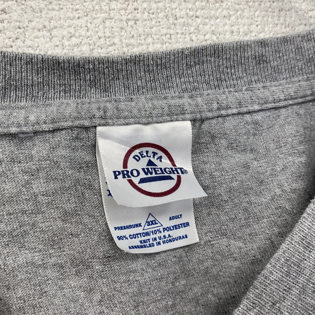 DELTA　デルタ　長袖プリントTシャツ/ロンT　灰色　グレー　3XLサイズ　古着
