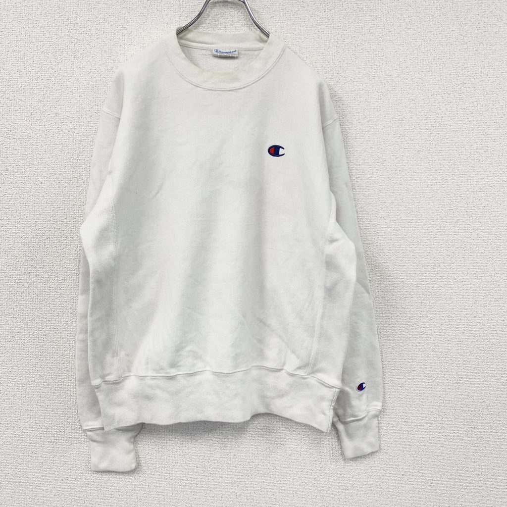 Champion　チャンピオン　リバースウィーブ　スウェット/トレーナー　ヘビーウエイト　刺繍ロゴ　現行　白　ホワイト　Mサイズ　古着