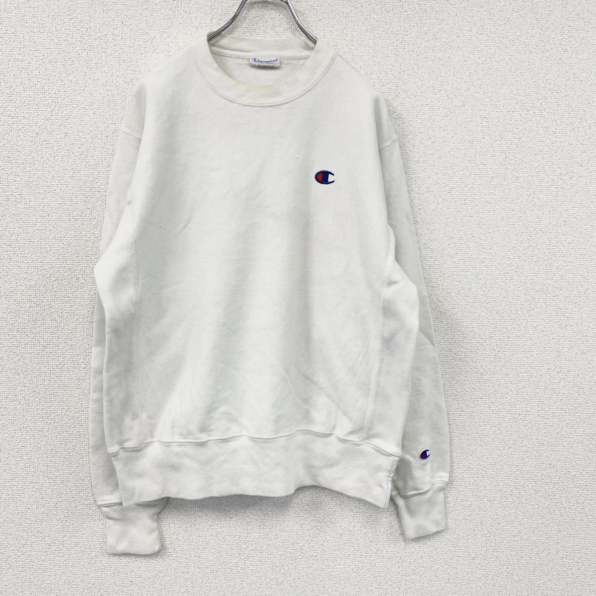 Champion　チャンピオン　リバースウィーブ　スウェット/トレーナー　ヘビーウエイト　刺繍ロゴ　現行　白　ホワイト　Mサイズ　古着