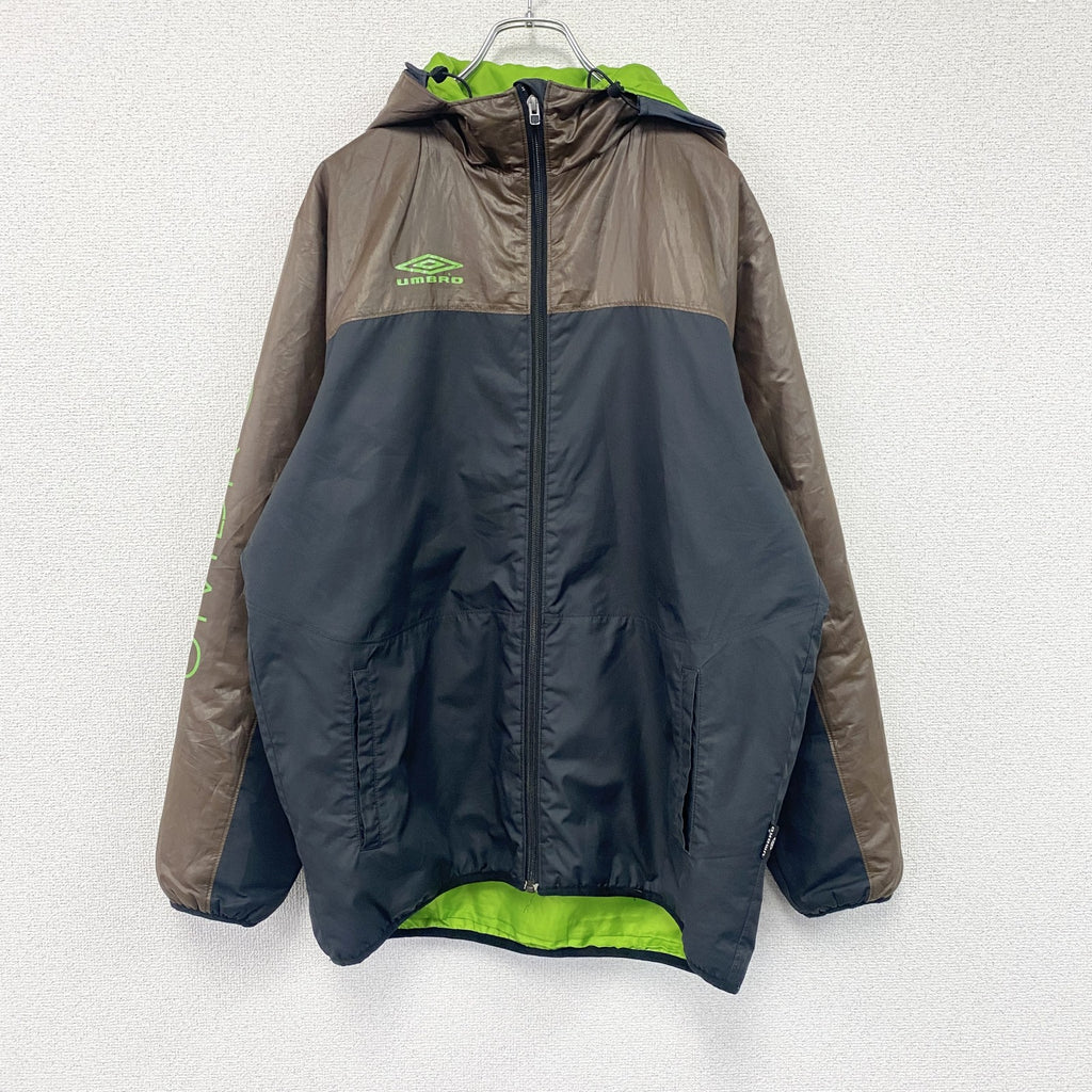 UMBRO　アンブロ　フルジップ中綿ジャケット　黒　ブラック　茶色　ブラウン　Oサイズ　古着