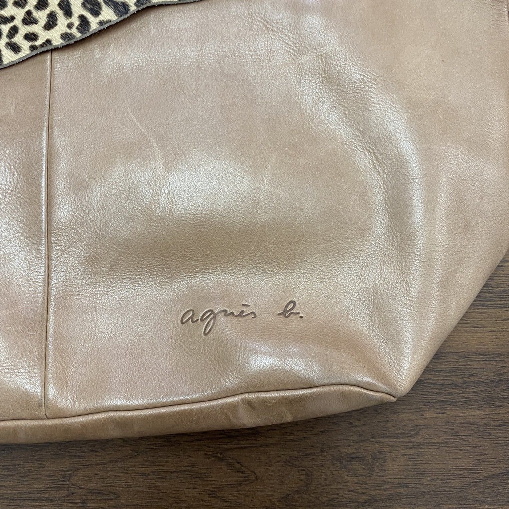 agnes b.　アニエスベー　レザーハンドバッグ　レオパード　茶色　ブラウン　古着