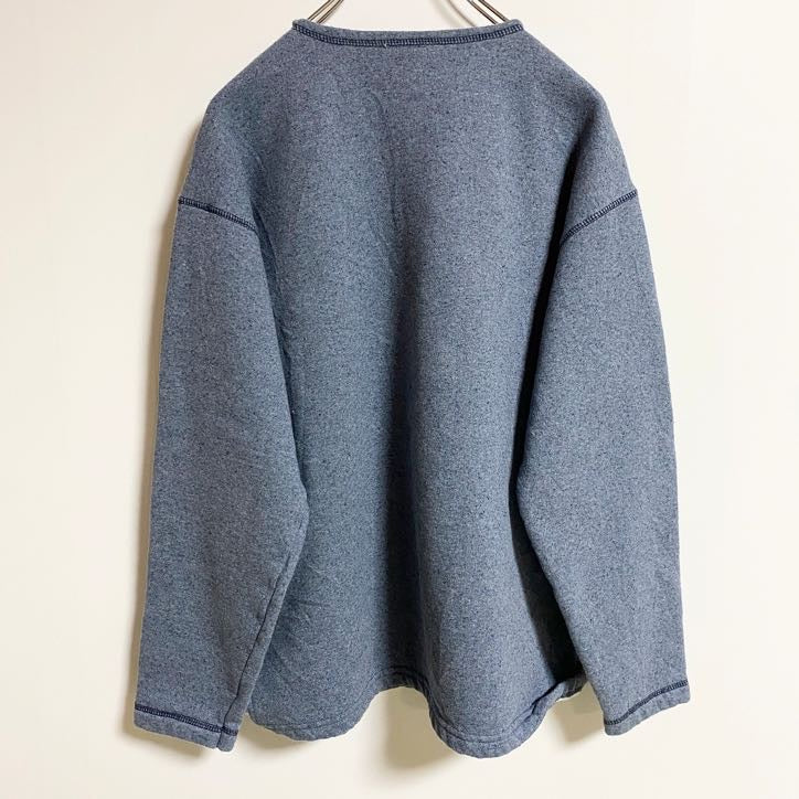Green Brand Recycled　長袖ロゴ刺繍スウェット　トレーナー　山　ネイビー　紺　秋冬服　Mサイズ　古着