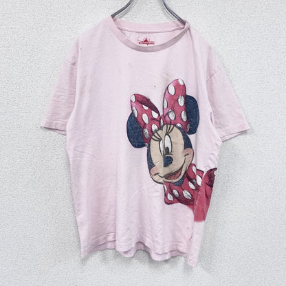 Disney Land Hong Kong　ミニーマウス　半袖プリントTシャツ　ピンク　XLサイズ