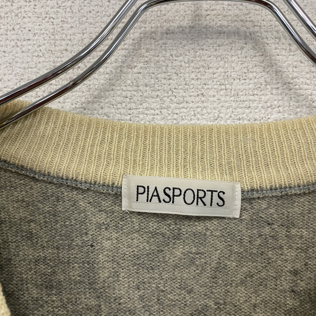 PIASPORT　ピアスポーツ　ウールニットセーター　アニマルニット　北極グマ　マルチカラー　灰色　グレー　　古着
