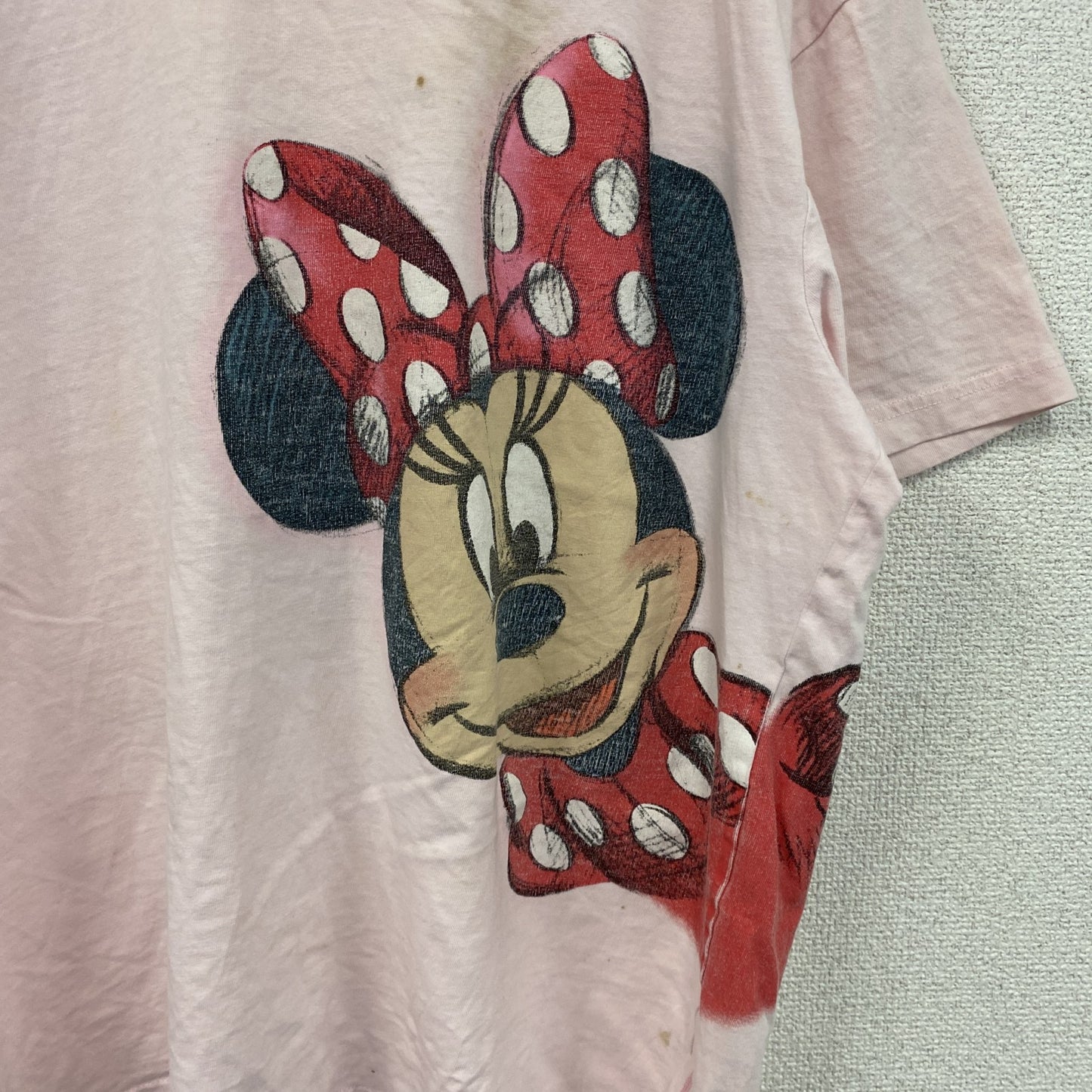 Disney Land Hong Kong　ミニーマウス　半袖プリントTシャツ　ピンク　XLサイズ