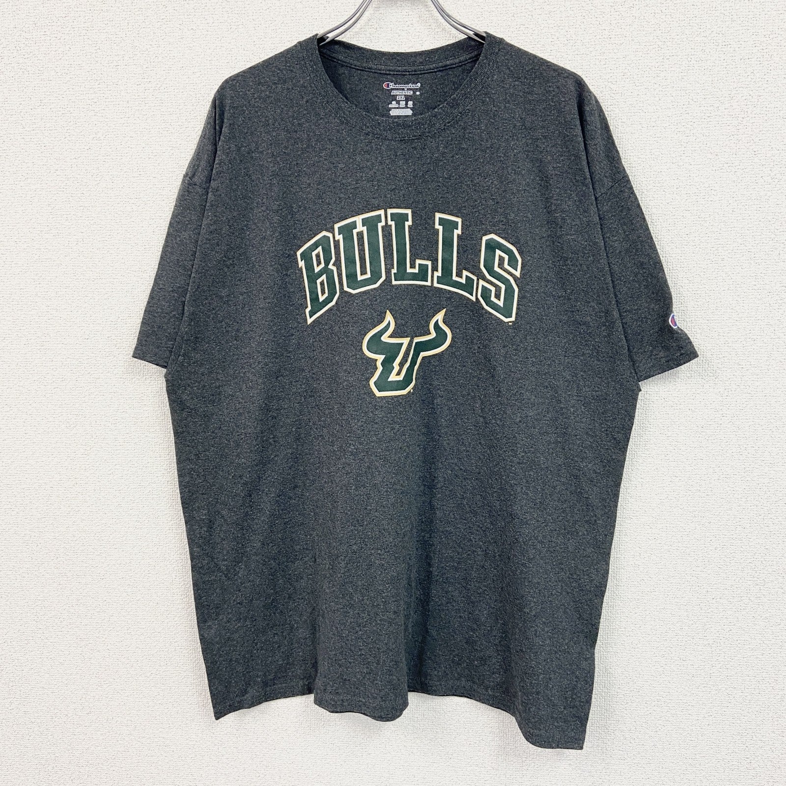 Champion　チャンピオン　半袖プリントTシャツ　ダークグレー　2XLサイズ　古着
