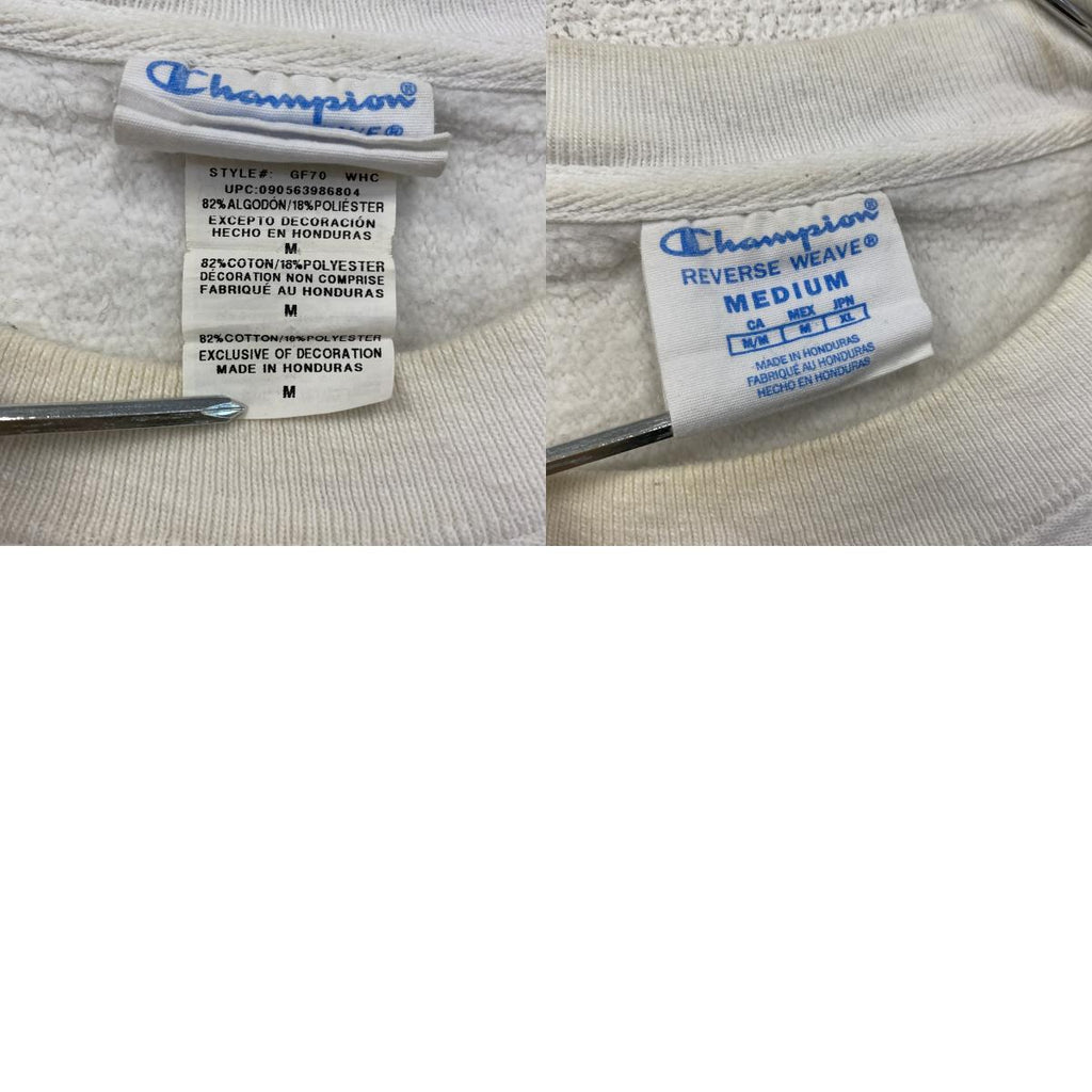 Champion　チャンピオン　リバースウィーブ　スウェット/トレーナー　ヘビーウエイト　刺繍ロゴ　現行　白　ホワイト　Mサイズ　古着