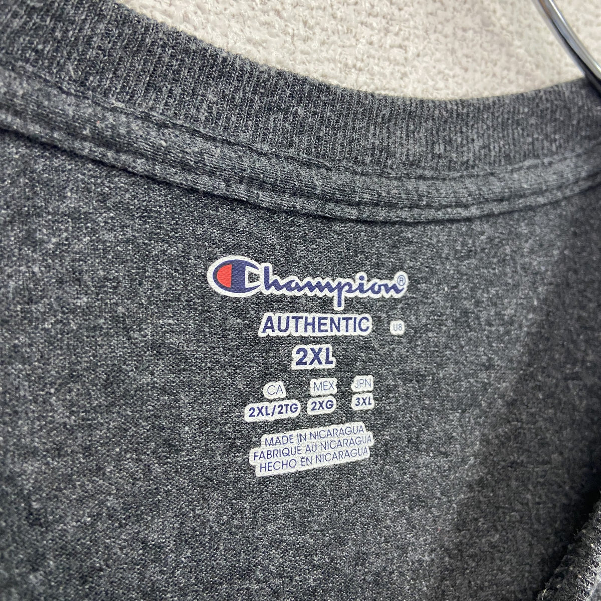 Champion　チャンピオン　半袖プリントTシャツ　ダークグレー　2XLサイズ　古着