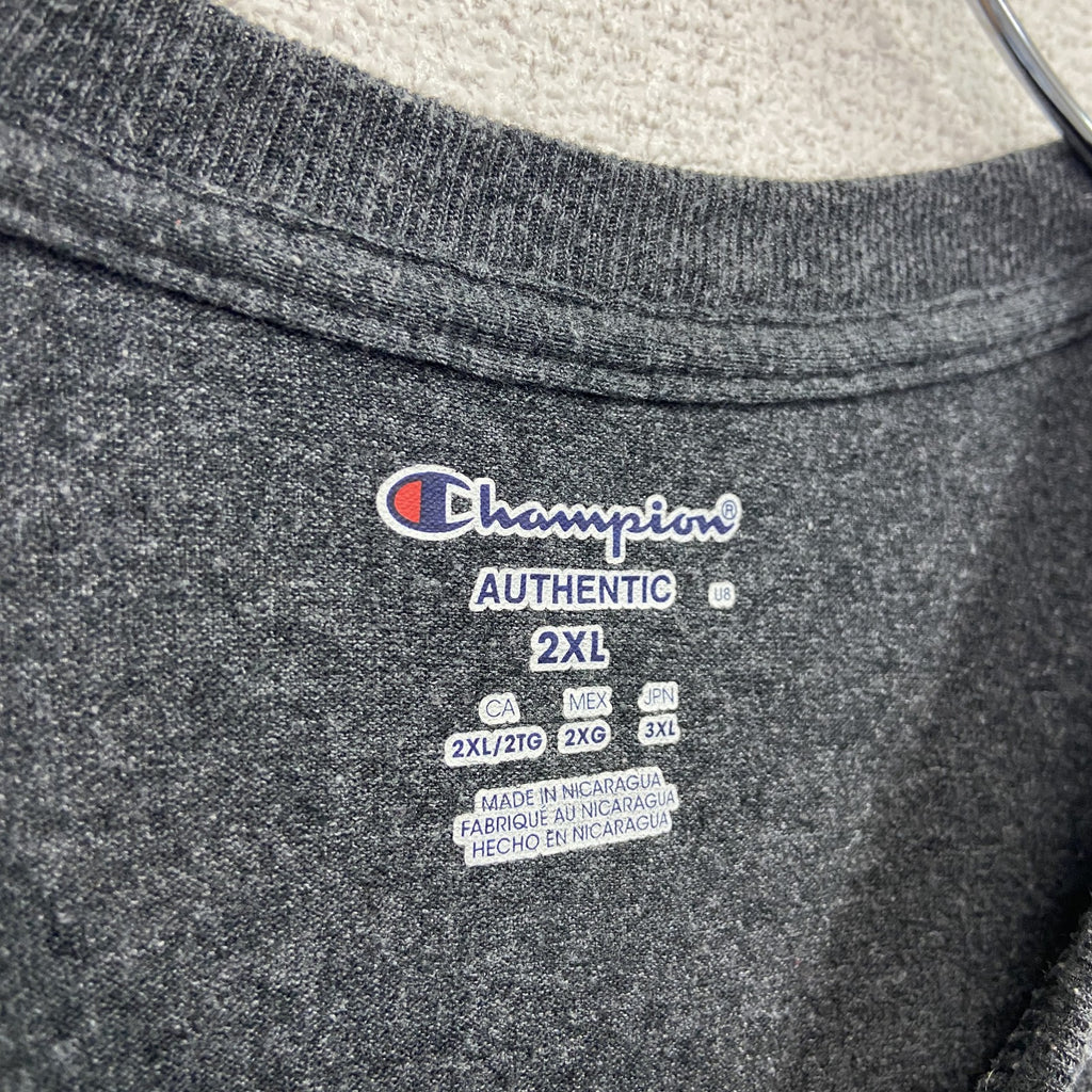 Champion　チャンピオン　半袖プリントTシャツ　ダークグレー　2XLサイズ　古着