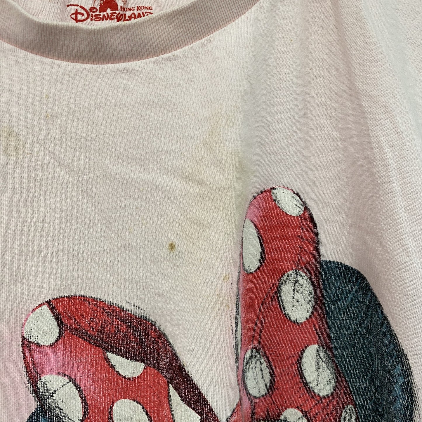 Disney Land Hong Kong　ミニーマウス　半袖プリントTシャツ　ピンク　XLサイズ