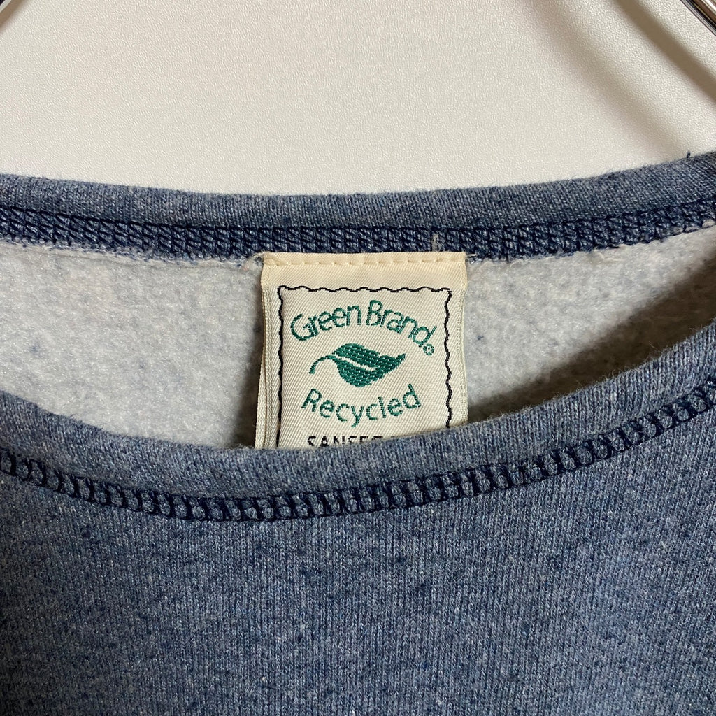 Green Brand Recycled　長袖ロゴ刺繍スウェット　トレーナー　山　ネイビー　紺　秋冬服　Mサイズ　古着