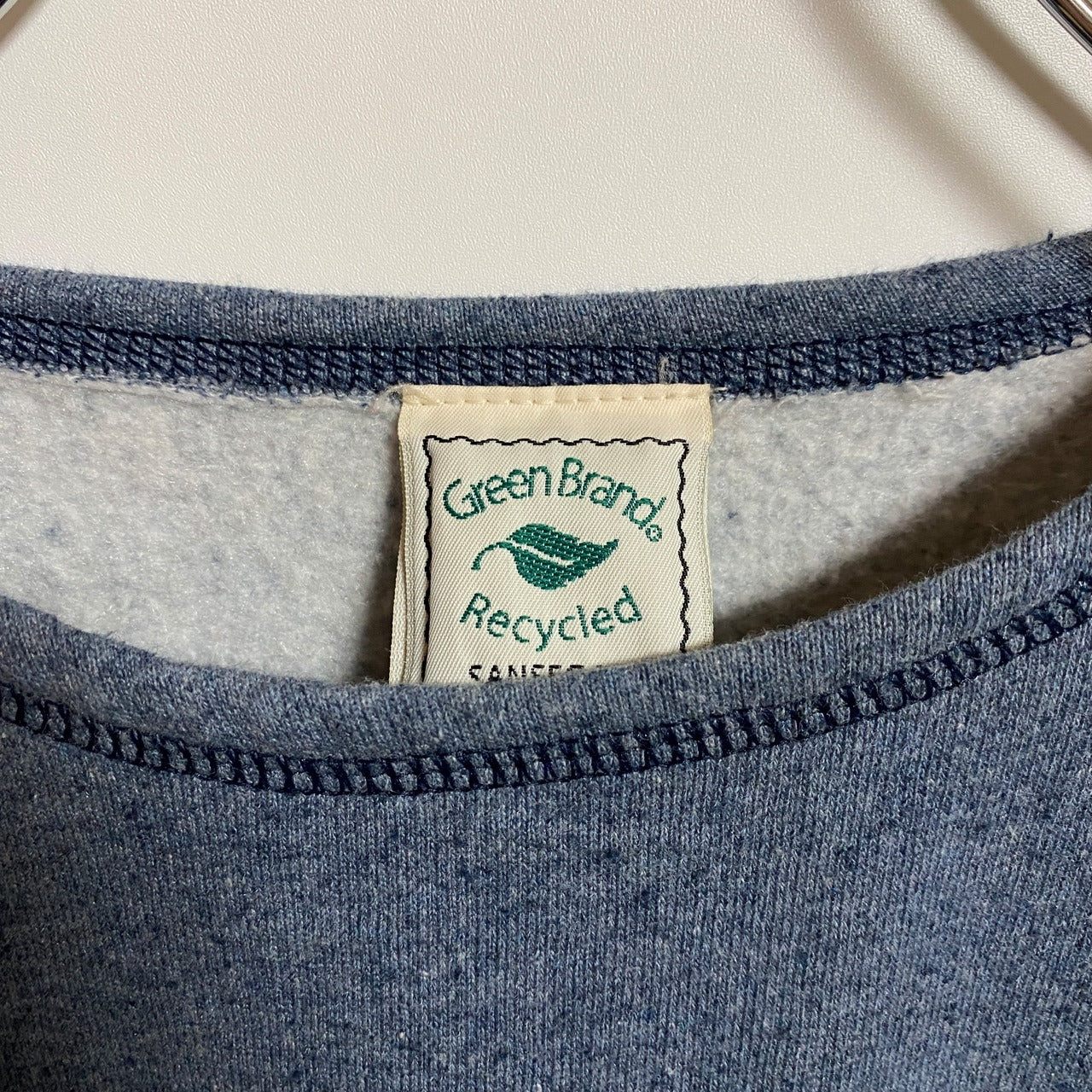 Green Brand Recycled　長袖ロゴ刺繍スウェット　トレーナー　山　ネイビー　紺　秋冬服　Mサイズ　古着