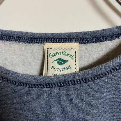 古着 used　Green Brand Recycled　長袖ロゴ刺繍スウェット　トレーナー　山　ネイビー　秋冬服　Mサイズ